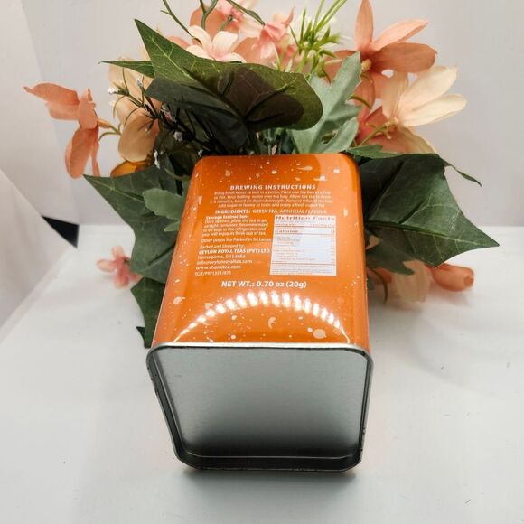 Hand Crafted Floral Table Centerpiece Spring Peach Dairy Tea Tin - Picture 2 of 8